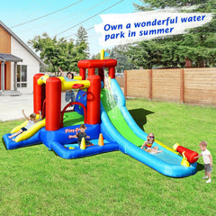 9-in-1 Inflatable Water Park with Ball Pit Pool and Climbing Wall, No Blower