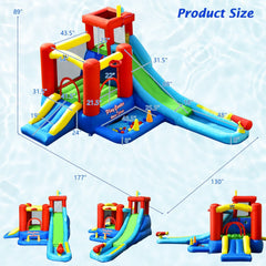 9-in-1 Inflatable Water Park with Ball Pit Pool and Climbing Wall, No Blower