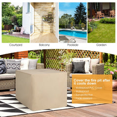 9 Piece Wicker Patio Sectional with 35 Inch Gas Fire Table, Storage Box and 2 Ottomans, Off White