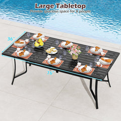9 Piece Metal Patio Dining Set for 8 with Stackable Mesh Chairs and 76 in Table, Black