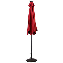 9 ft Solar LED Lighted Patio Market Umbrella Tilt Adjustment Crank Lift -Burgundy