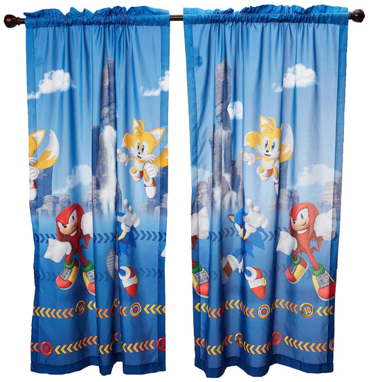 Sonic The Hedgehog Kids Room Window Curtain Panels Drapes Set, 82 in x 63 in, (Official) Sega Product by Franco, Prints May Vary