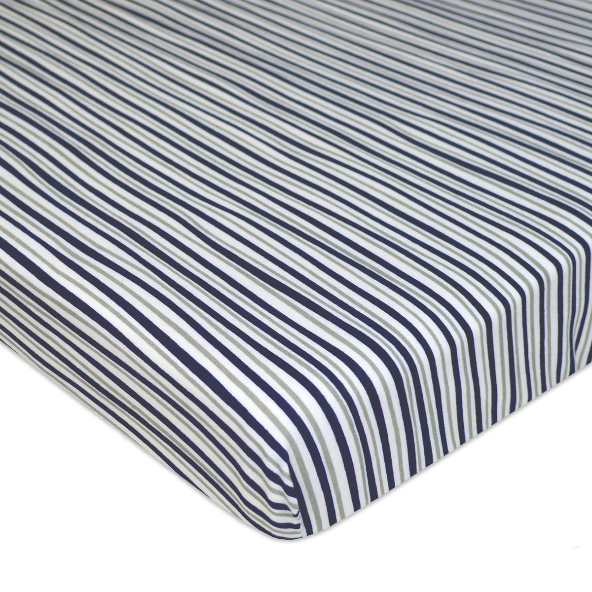 TL Care 100% Cotton Jersey Knit Fitted Portable/Mini-Crib Sheet, Navy/Grey Sports