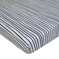 TL Care 100% Cotton Jersey Knit Fitted Portable/Mini-Crib Sheet, Navy/Grey Sports