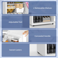 4.5 Cu Ft Mini Fridge with Freezer, Wheels, Single Door Refrigerator, Adjustable Thermostat, Reversible Door, Black