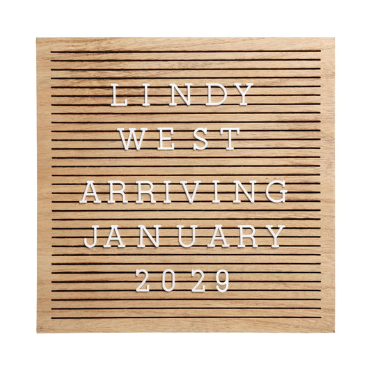 Pearhead Classic Wooden Letterboard for Home Décor, Baby Announcement or Pregnancy Announcement, Baby Keepsake Photo Sharing Prop, Milestone Moments Letterboard