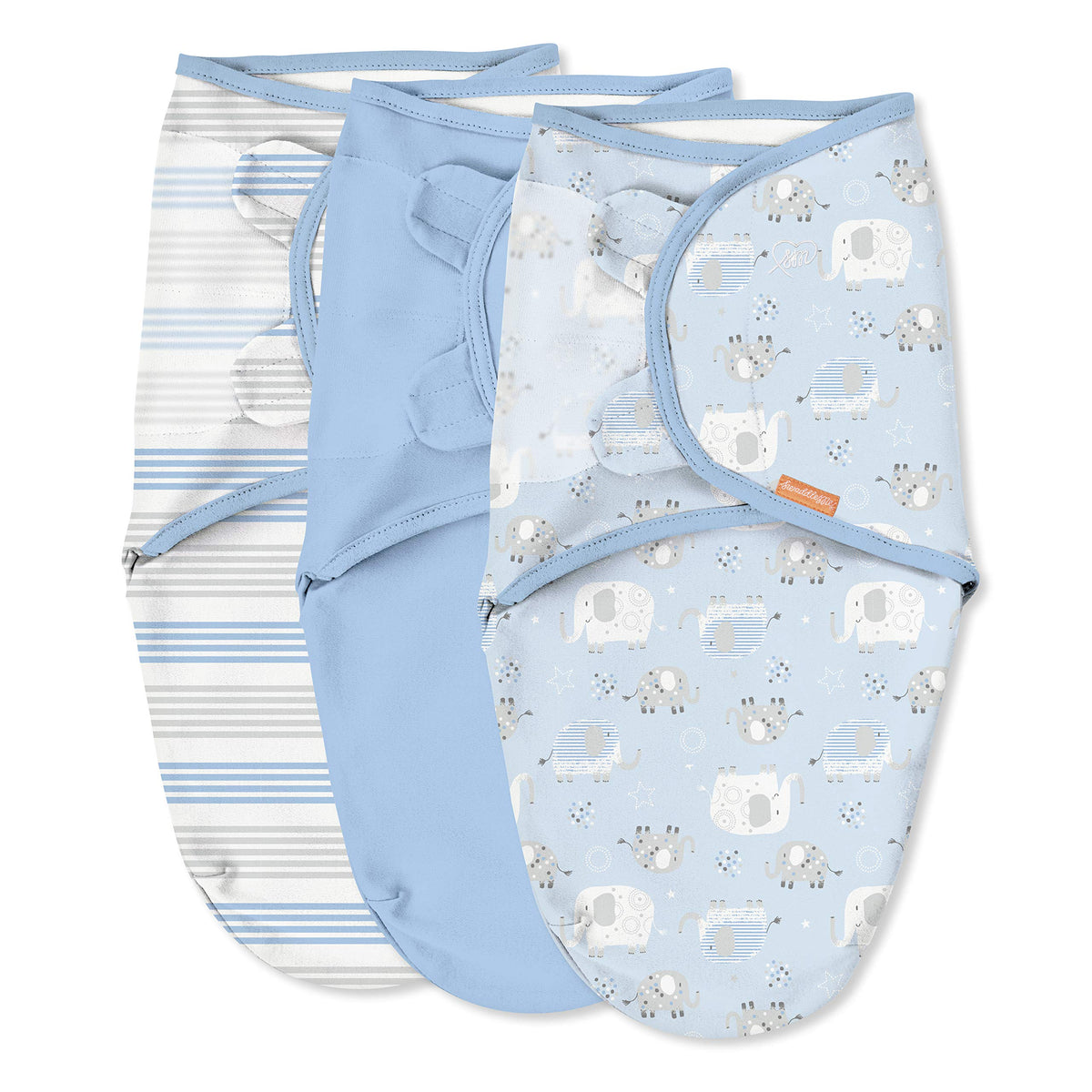SwaddleMe Original Swaddle – Size Small/Medium, 0-3 Months, 3-Pack (Elephant Stripes)