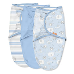 SwaddleMe Original Swaddle – Size Small/Medium, 0-3 Months, 3-Pack (Elephant Stripes)