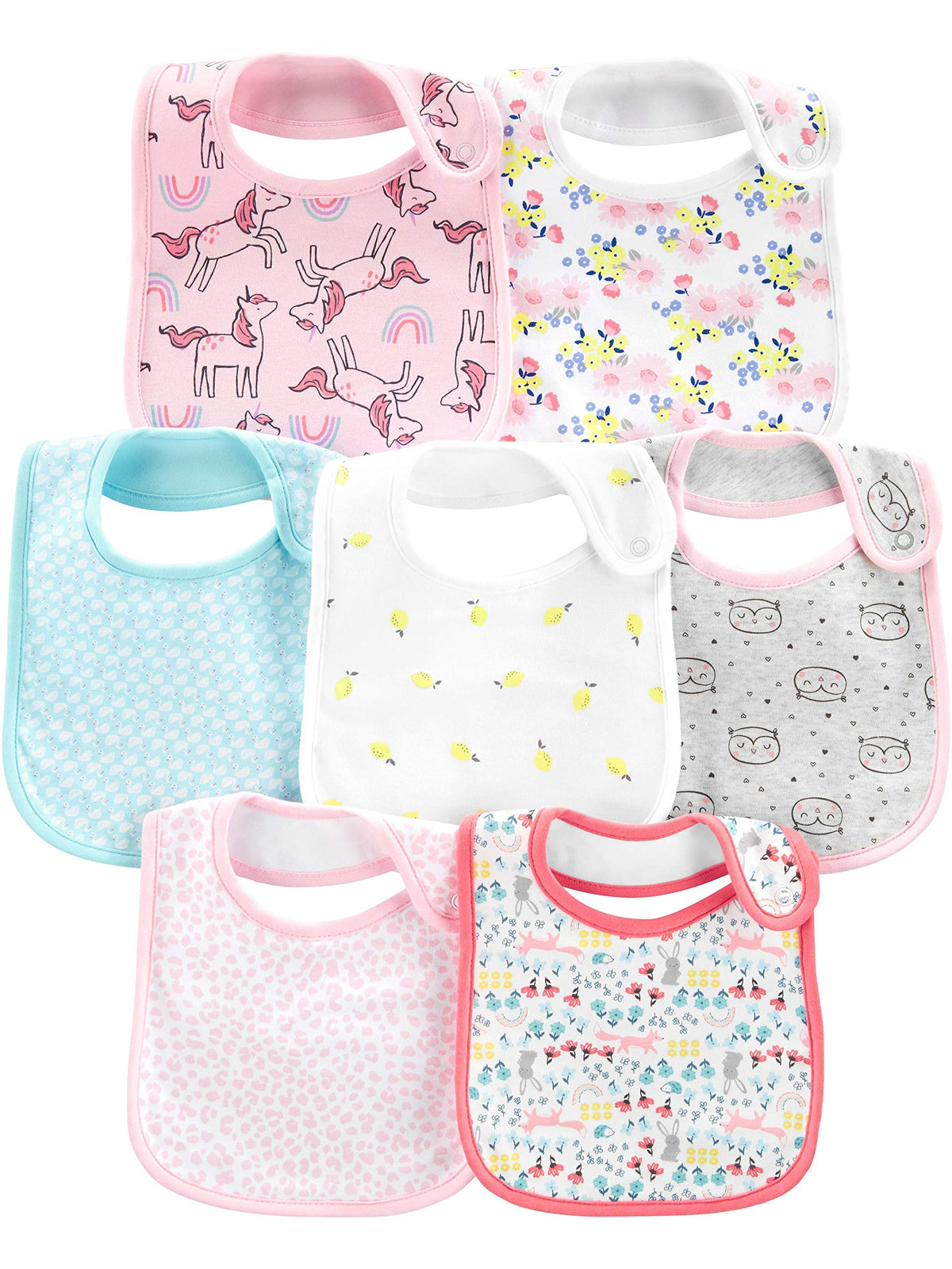 Simple Joys by Carter's Girls' 7-Pack Teething Bibs, Multi, One Size