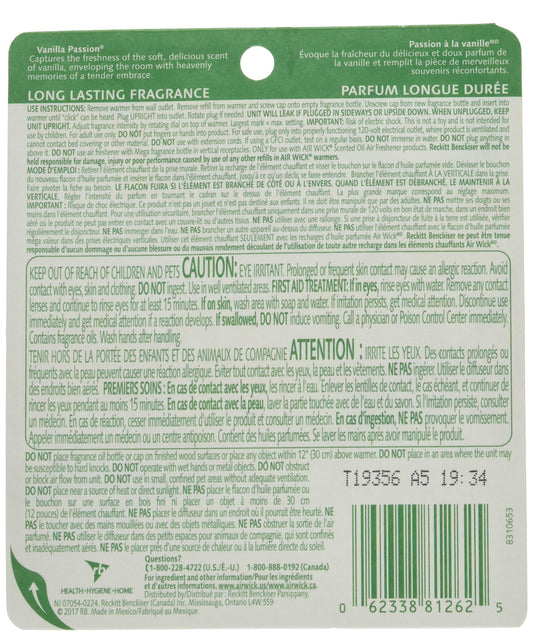 Airwick plug in Scented Oil Refill,Vanilla Passion, Infused with natural essential oils,(2x0.67oz)