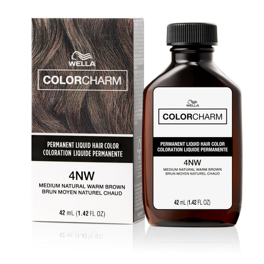 WELLA Color Charm Permanent Liquid Hair Color for Gray Coverage, 4NW Med Natural Warm Brown