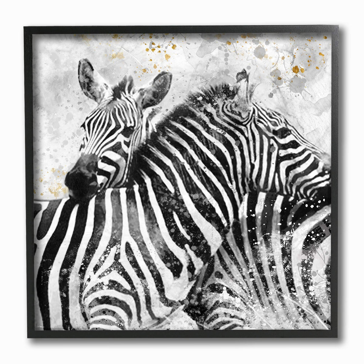 Stupell Industries Home Black and White Paint Splatter Textural Zebra Stretched Canvas Wall Art, Multi-Color, 12 x 12