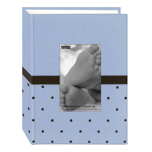 Pioneer Photo Albums BEM-100B Embroidered 100 Pocket Frame Fabric Cover Photo Album, Baby Blue