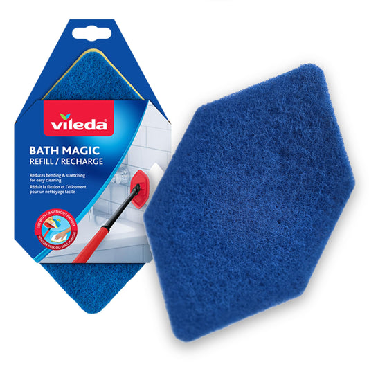 Vileda Bath Magic Bathroom and Tub Mop Refill | Multi Surface Sponge | Scrub Tub, Shower and Bathroom Surfaces | Use on Tile, Glass, Ceramic