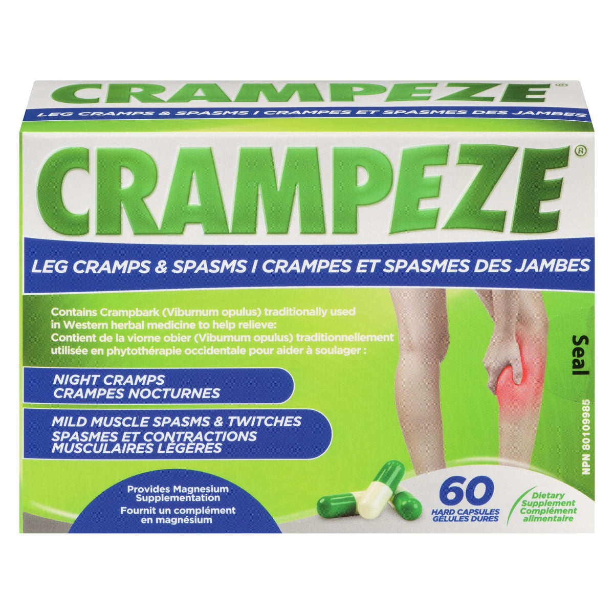 Crampeze Night Cramps | Herbal Formula with Viburnum Opulus, Magnesium & Ginkgo Biloba | Helps Relieve Muscle Cramps, Support Circulation & Leg restlessness, 60 Count