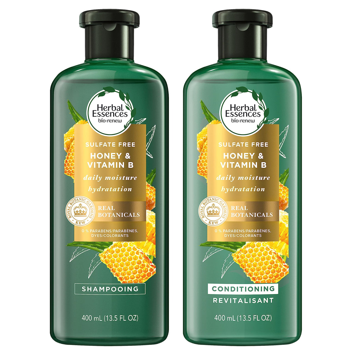 Herbal Essences bio:renew Sulfate-Free Honey & Vitamin B Shampoo and Conditioner Dual Pack, 800 mL Total (400 mL Each)