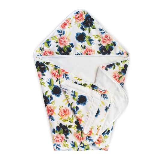 Tiny Twinkle Kaffle Hooded Towel Set for Infants and Babies - Ultra Soft, Super Absorbent, Thick and Plush (Blush)