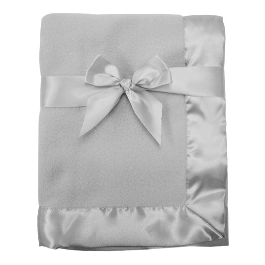 TLCare Fleece Blanket with Satin Trim, Gray, 2", for Boys and Girls (3302-Gray)