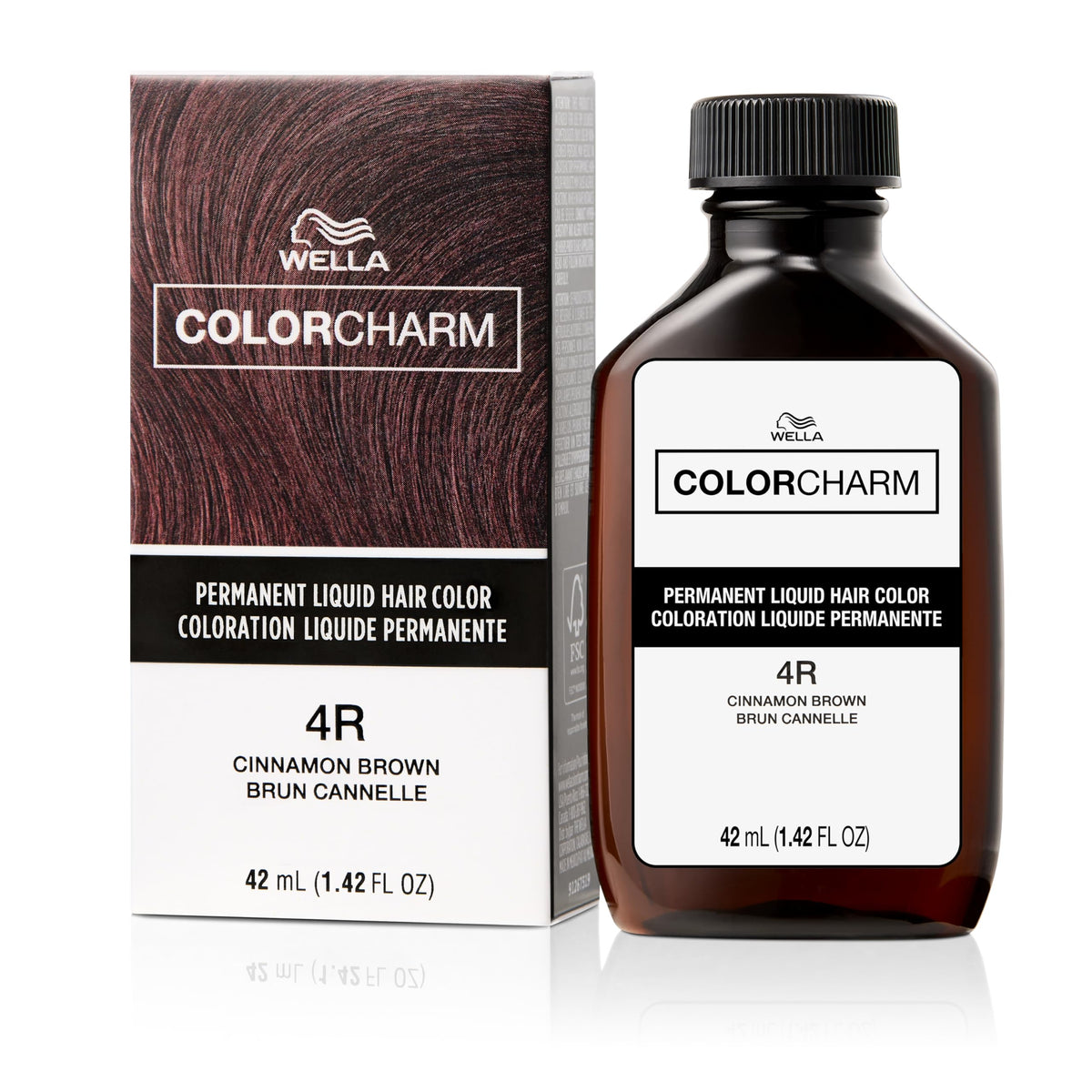 WELLA Color Charm Permanent Liquid Hair Color for Gray Coverage, 4R Cinnamon Brown