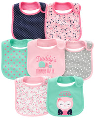Simple Joys by Carter's Baby Girls' 7-Pack Teething Bib, Pink/Mint, One Size
