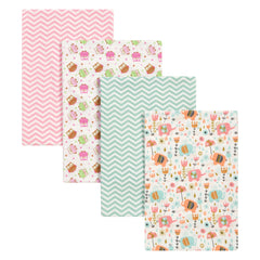 Trend Lab Elephants and Owls Flannel Blankets, 4 Piece