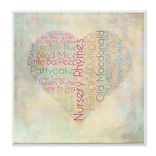 The Kids Room by Stupell Textual Art Wall Plaque, Nursery Rhymes Heart