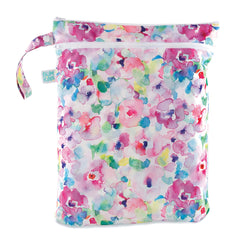 Waterproof Wet Bag - For Baby, Travel, Swim Suit, Cloth Diapers, Pump Parts, Pool, Gym, Toiletry, Strap to Stroller, Reusable & Easy to Clean, Floral Watercolor
