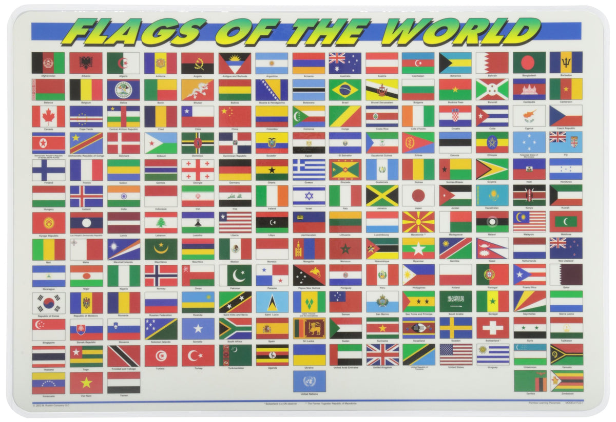 PAINLESS LEARNING PLACEMATS-Flags of The World-Placemat