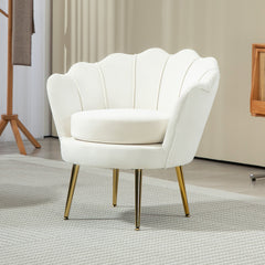 Modern Accent Chair, Velvet-Touch Fabric Leisure Club Chair with Gold Metal Legs for Bedroom, Dark Green