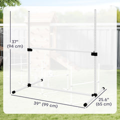 Set of 4 Dog Agility Training Equipment Adjustable Jump Bar Pet Exercise Kit with Carrying Bag (White)