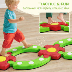 Kids Balance Beam Stepping Stones with Non-slip Surface for Kids 3-8, Build Coordination and Gross Motor Skills, Green
