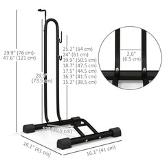 Vertical & Horizontal Bike Rack Bicycle Storage Stand with Adjustable Hooks, Fits 6"-28" and 700c Bikes