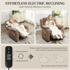 Massage Recliner Chair, Power Recliner with Quiet Brushless Motor, Remote, Pockets, 2 Memory Positions, Beige