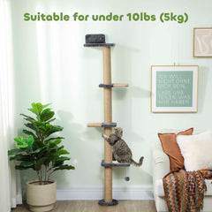 Cat Wall Shelves, Cat Wall Furniture with 4 Platforms, Jute Scratching Post for Indoor Playing, Climbing, Dark Grey