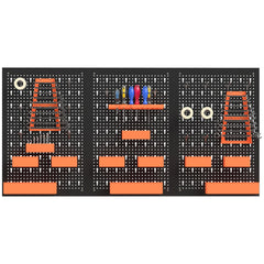 33 Piece Metal Pegboard Panels, Peg Board with 16 Hooks, Bins and Racks, Black and Orange