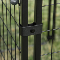 Outdoor Dog Kennel, Lockable Pet Playpen Crate with Top Cover, Black