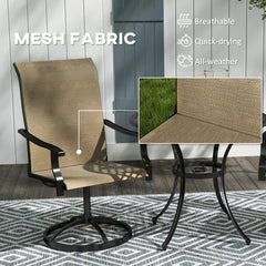 Outdoor Swivel Dining Chairs Set of 2, High Back Swivel Chairs with All Weather Mesh for Deck, Backyard, Poolside, White