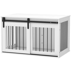 39" Dog Crate Furniture, Dog Crate End Side Table for Large Dogs, White