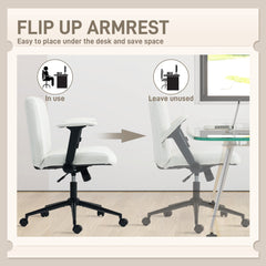 Criss Cross Chair with Flip-up Armrests, Wheels, Wide Office Chair with Adjustable Height, Tilting, Cream White