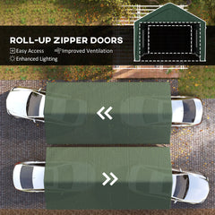 12 x 20ft Carport with 2 Roll-Up Doors, 4 Windows, Portable Garage with Removable Sidewalls for Car, Truck, Dark Grey