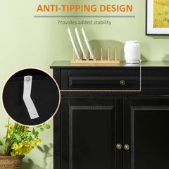 Modern Sideboard Cabinet, Buffet Cabinet with 2 Drawers and Adjustable Shelves, Buffets Tables for Dining Room, Black