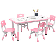 Kids Table and Chair Set with 4 Chairs, Adjustable Height, Easy to Clean, for 1.5 - 8 Years Old, Green
