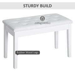 30" Piano Bench with Padded Cushion and Storage, Faux Leather Keyboard Bench with Solid Wood Legs, Black