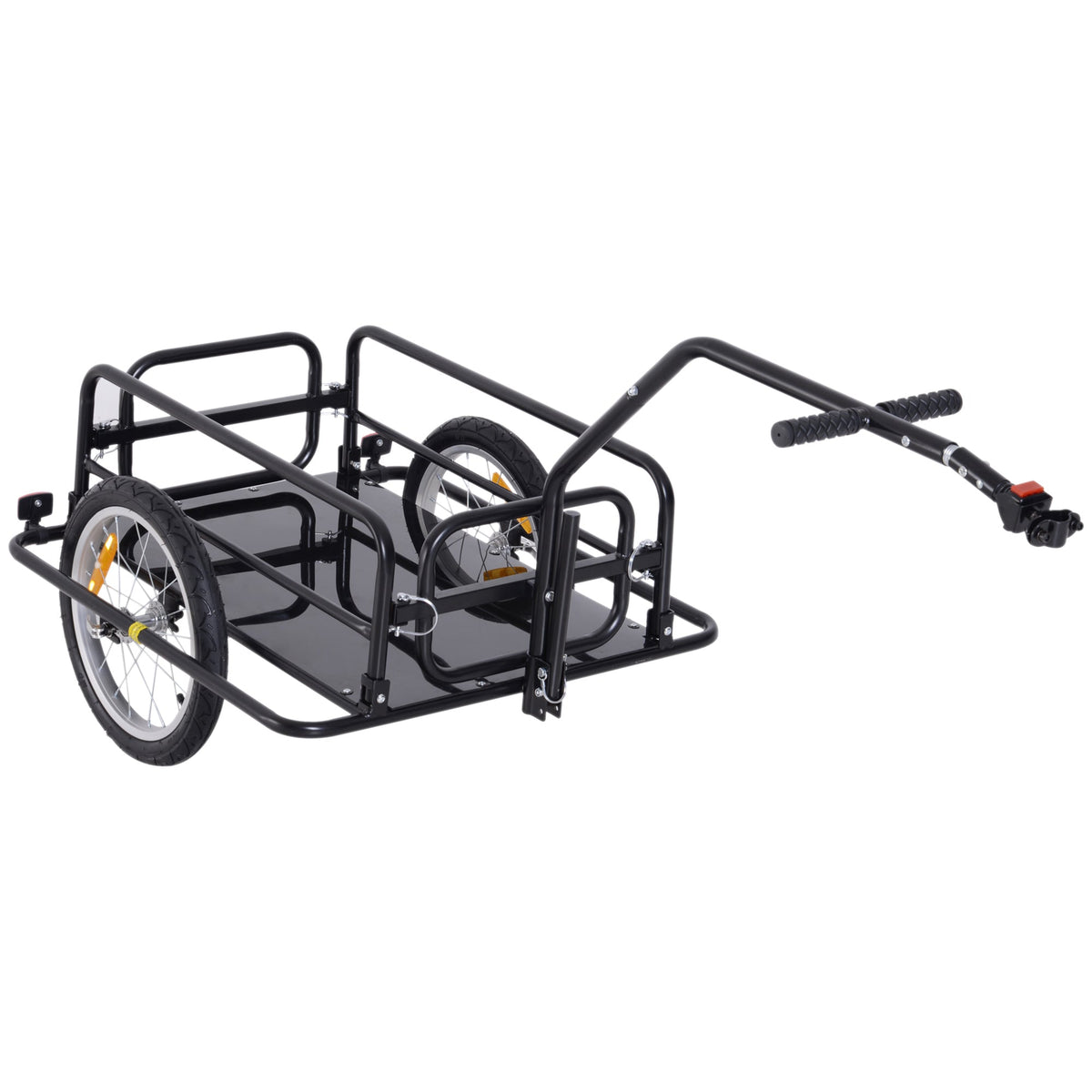 Folding Bicycle Cargo Trailer Utility Bike Cart Carrier Garden Patio Tool with Hitch Black