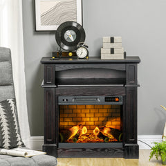 Electric Fireplace with Mantel, Freestanding Heater Corner Firebox with Remote Control, 700W/1400W, Brown