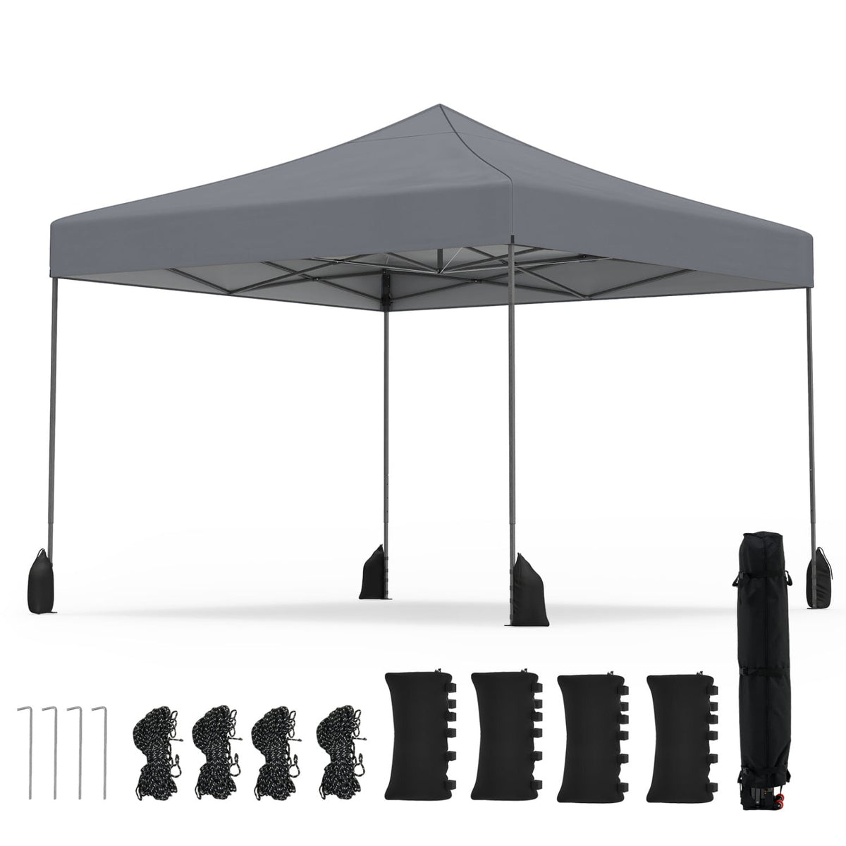 9.5 x 9.5 Feet Pop up Canopy Tent with Adjustable Heights-Gray
