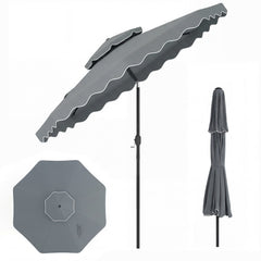 9 Feet Patio Umbrella with Push Button Tilt and Crank-Gray