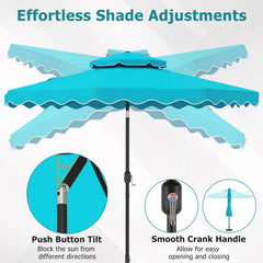 9 Feet Patio Umbrella with Push Button Tilt and Crank-Turquoise