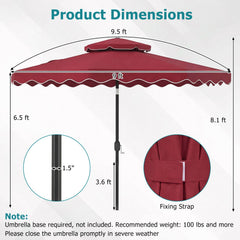 9 Feet Patio Umbrella with Push Button Tilt and Crank-Wine