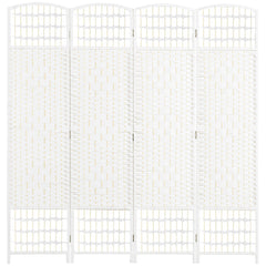 4 Panel Folding Room Divider, Portable Privacy Screen, Wave Fiber Room Partition for Home Office, Black